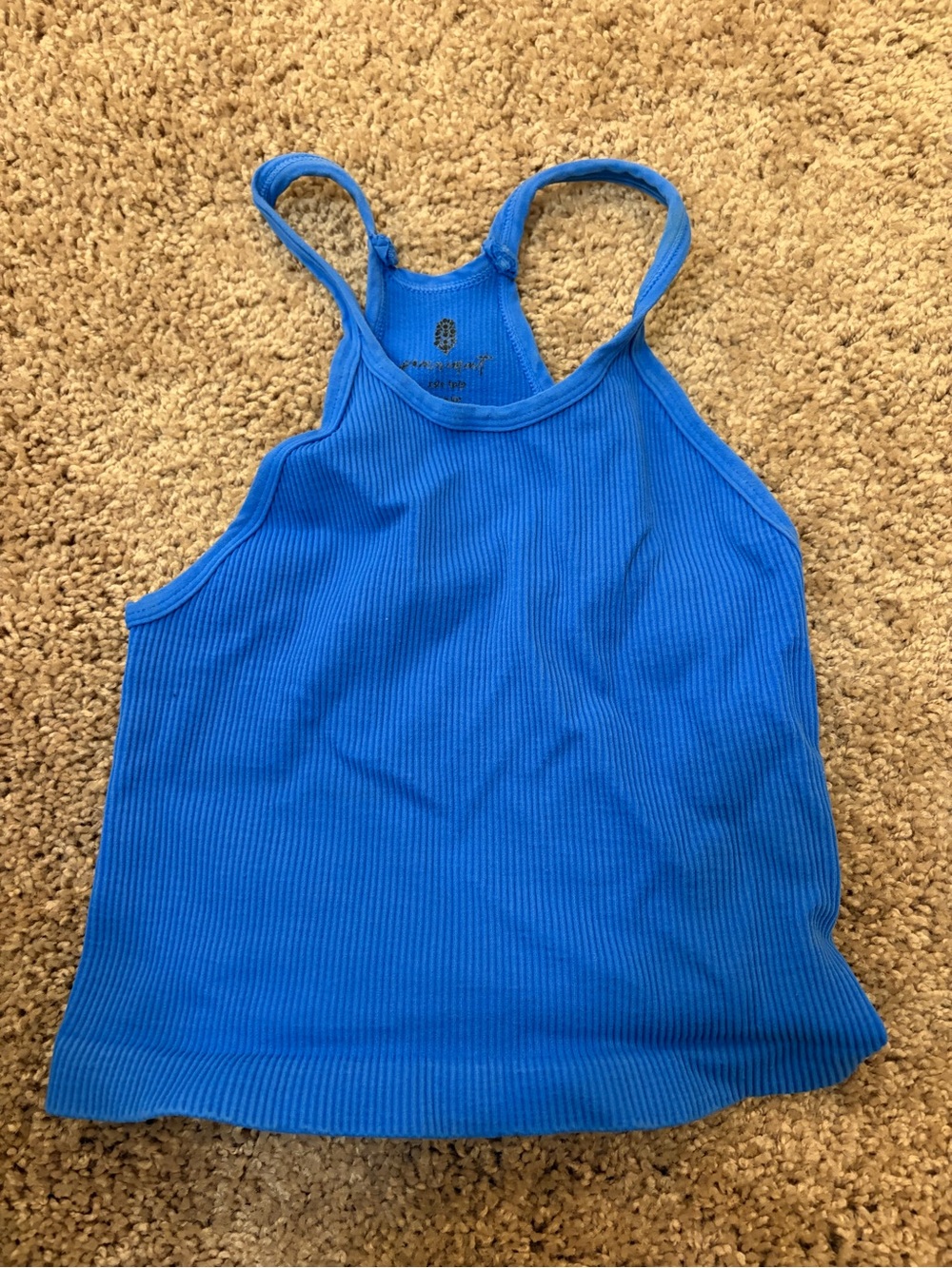 Blue Ribbed Tank Top - Unbranded